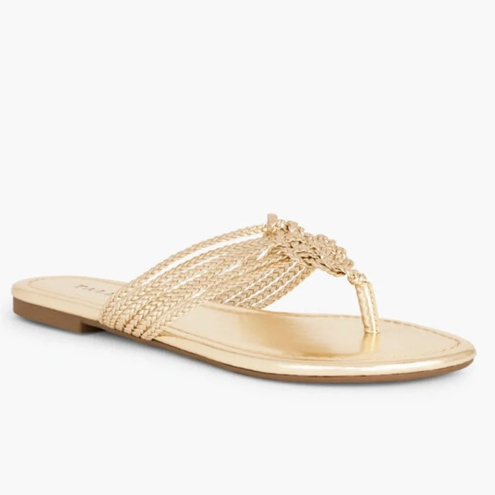 Talbots CeCe Sandal Metallic Gold Sz 7 Thong - Picture 1 of 2